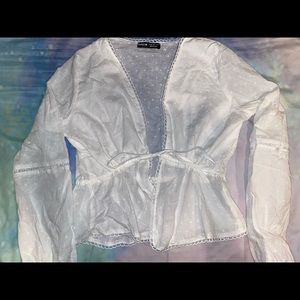 NEW Shein Swiss Dot Knot Front Top- Size XS